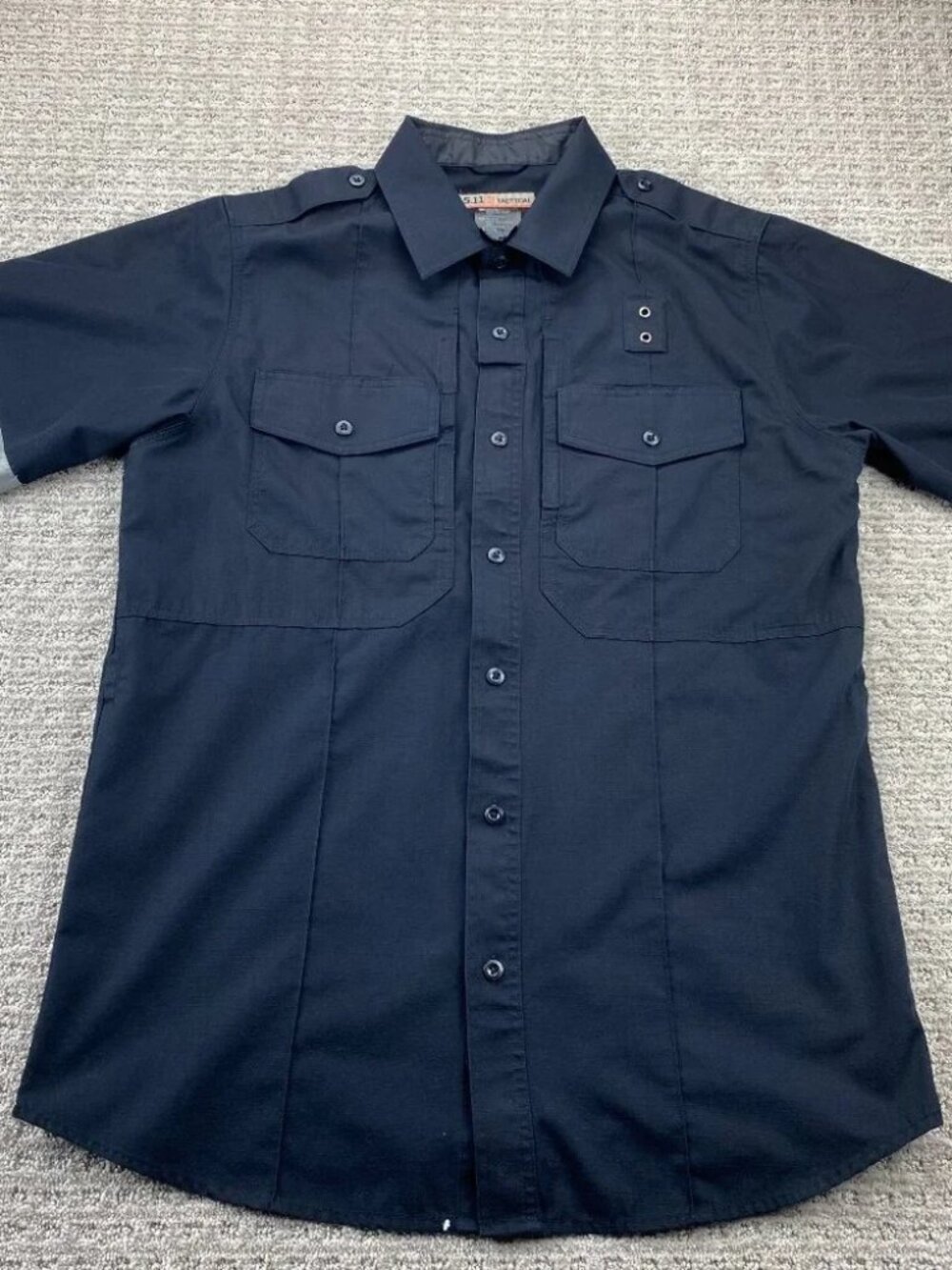 5.11 Tactical Shirt Men Medium Tall Neck 15-15.5 Black Button Up Polo